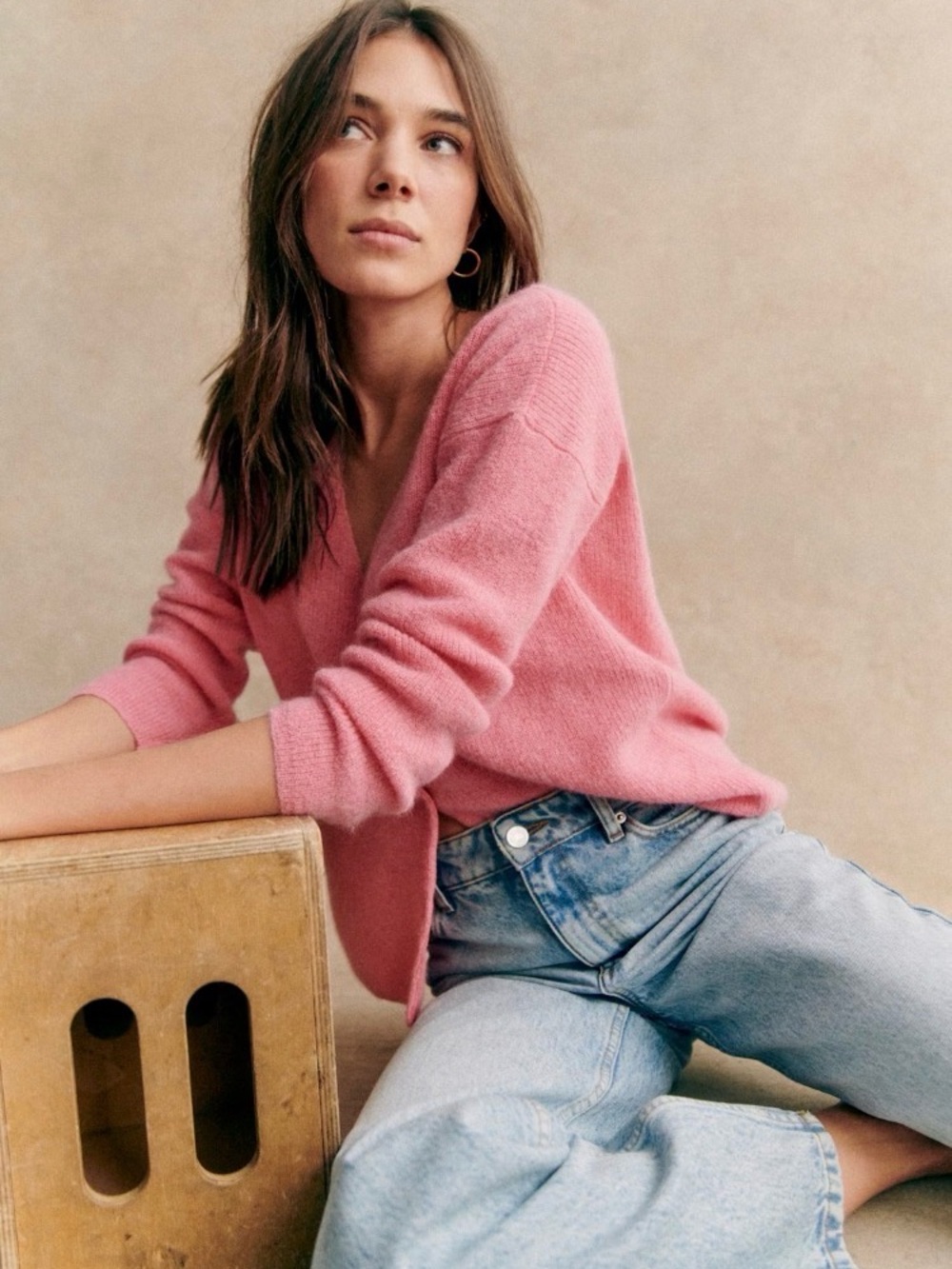 Sézane Barry Sweater in Candy Pink
